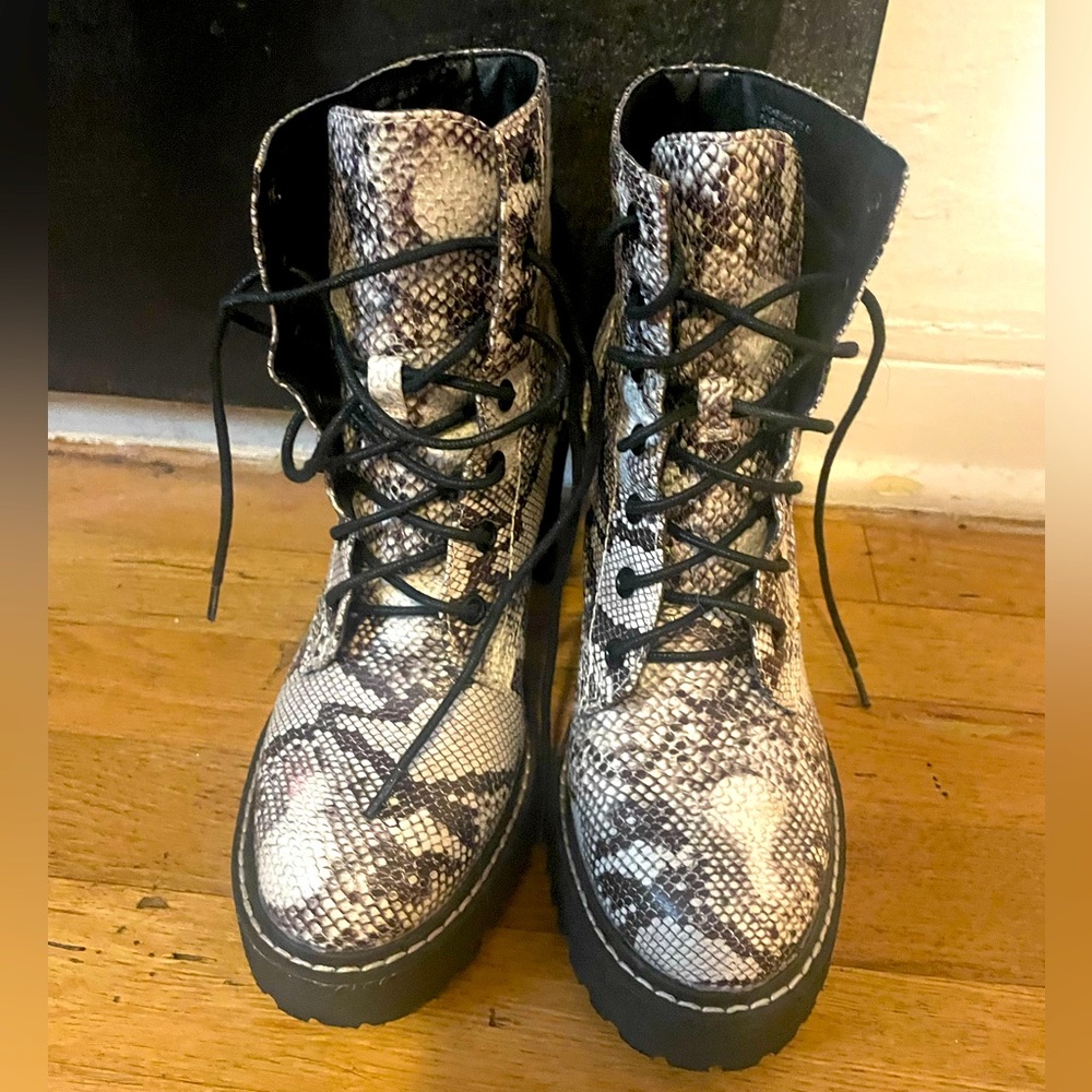 MADDEN GIRL snake skin combat style boot